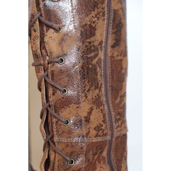 Portofino Adeline brown tall boots in brown and tan painted leather - Picture 5 of 10